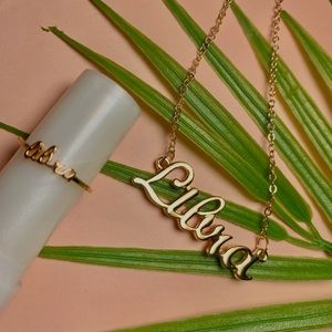 Libra Zodiac sign Necklace and Ring Set